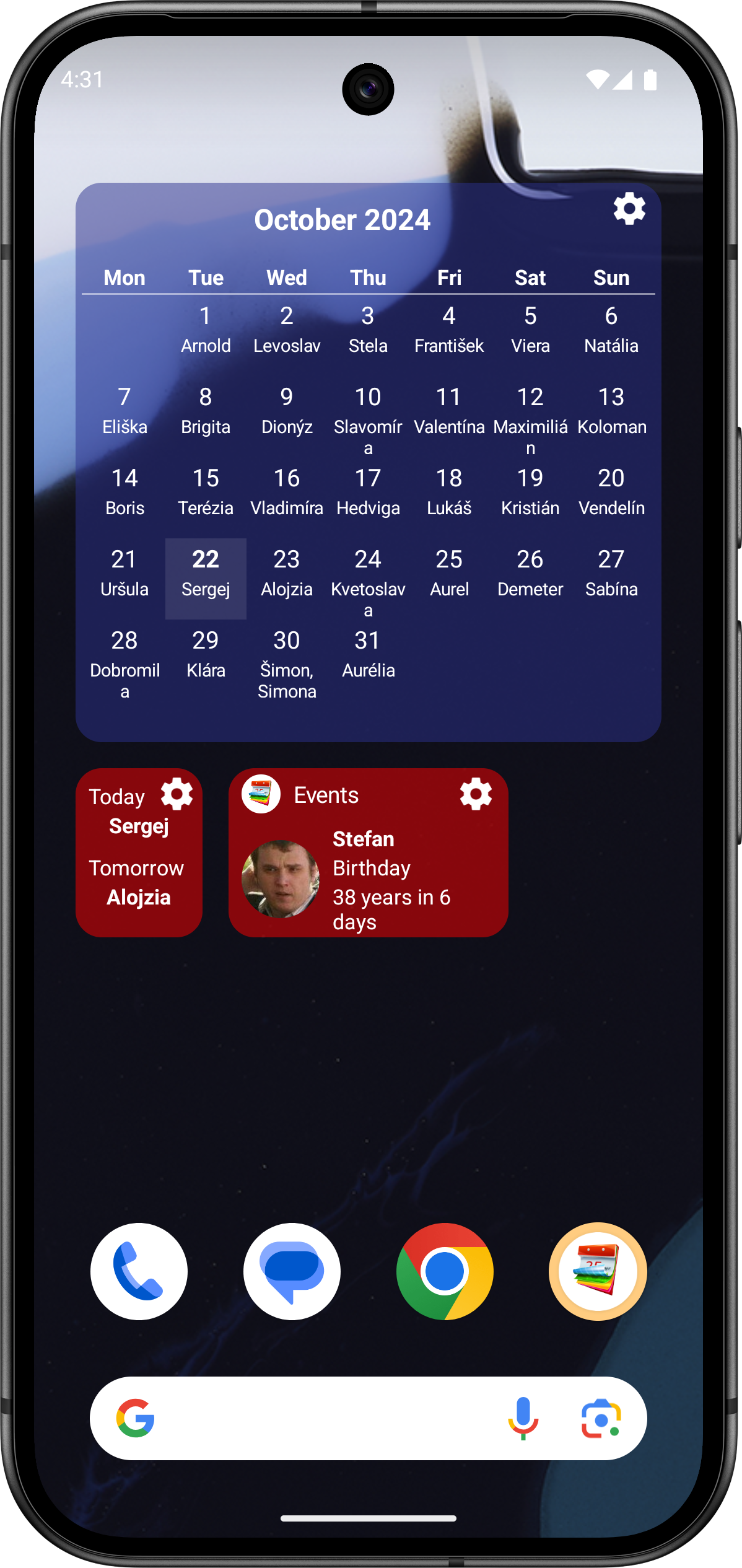 Important Dates app displaying details for a specific event reminder.