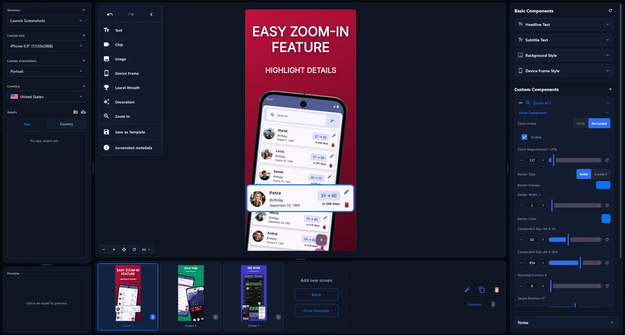 AppSqeez screenshot editor for creating app store screenshots